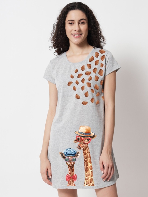 

FFLIRTYGO Grey Printed Nightdress