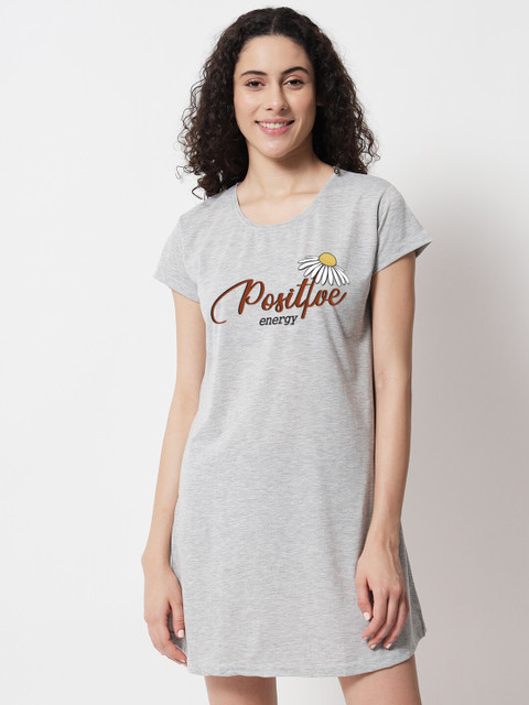 

FFLIRTYGO Grey Printed Nightdress