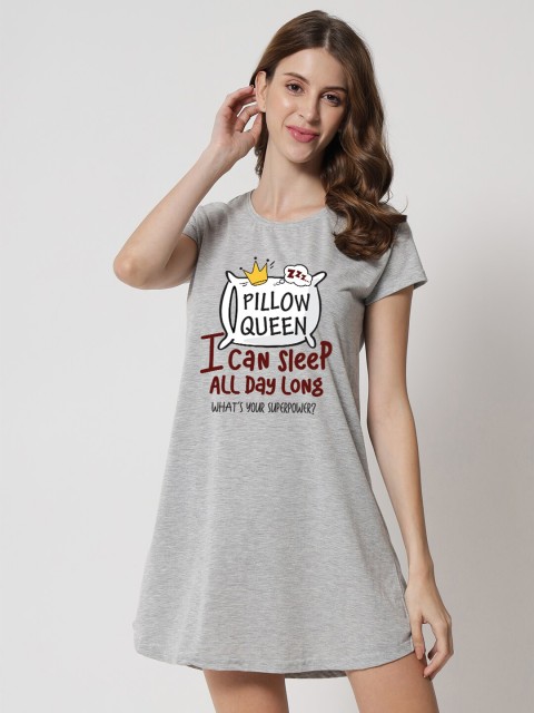 

FFLIRTYGO Grey Printed Nightdress
