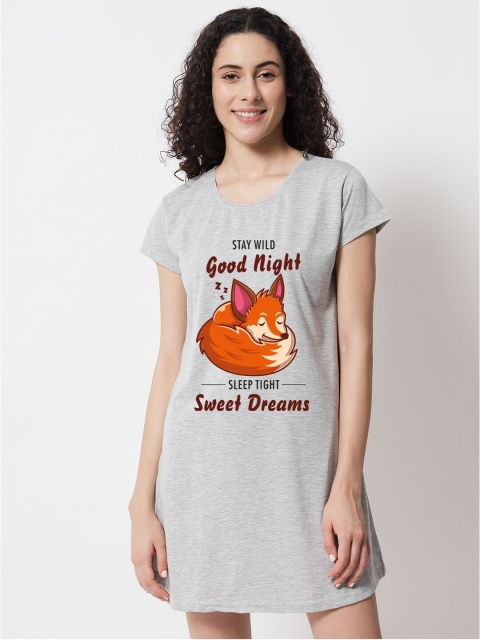 

FFLIRTYGO Grey Printed Nightdress
