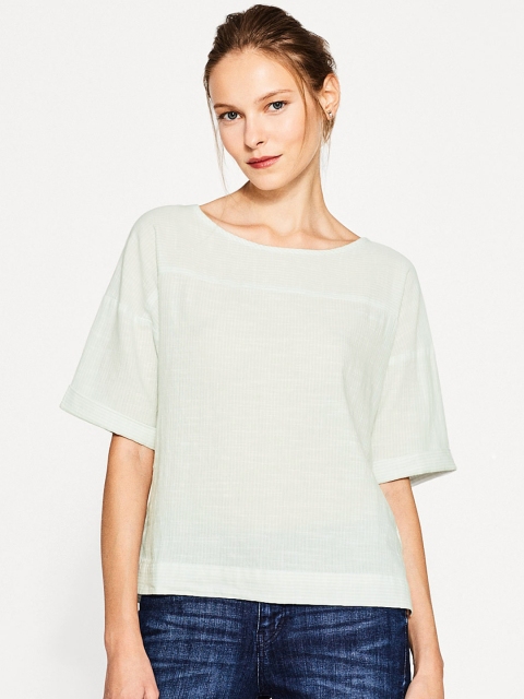 

ESPRIT Women Mint Green Striped Boxy Top