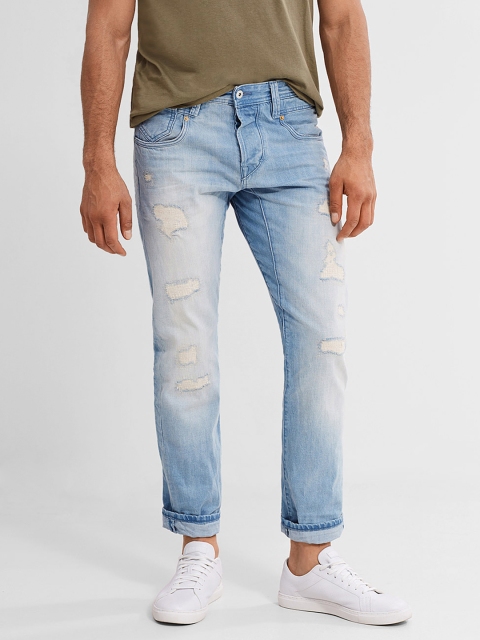 

ESPRIT Men Blue Straight Fit Low-Rise Mildly Distressed Jeans