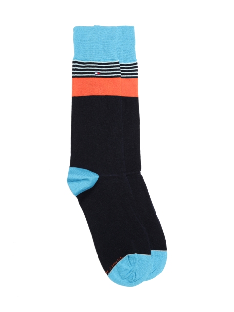 

Tommy Hilfiger Men Black & Blue Striped Socks