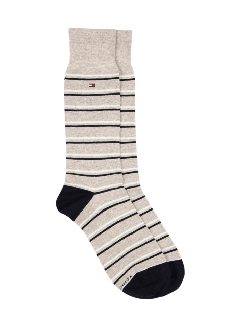 

Tommy Hilfiger Men Beige & Navy Striped Above Ankle-Length Socks