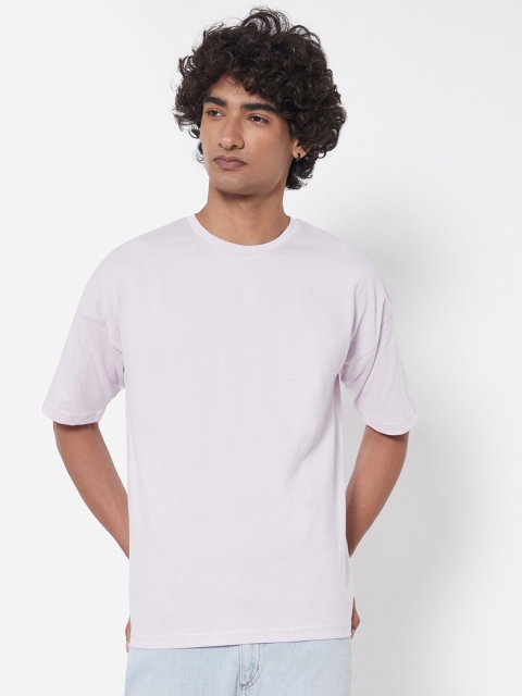 

Melangebox Men Lavender Oversized Drop Shoulder Sleeves T-shirt