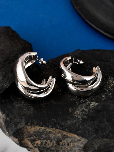 

AQUASTREET Silver-Toned Geometric Half Hoop Earrings