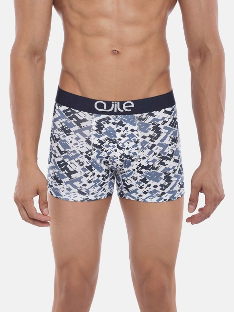 

Ajile by Pantaloons Men White & Blue Printed Cotton Trunk
