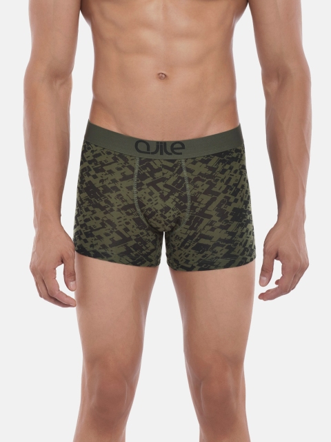 

Ajile by Pantaloons Men Olive-Green Printed Cotton Trunk