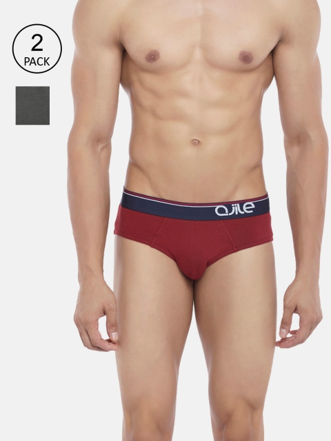 

Ajile by Pantaloons Men Pack Of 2 Red & Melange Solid Briefs 8905500091775