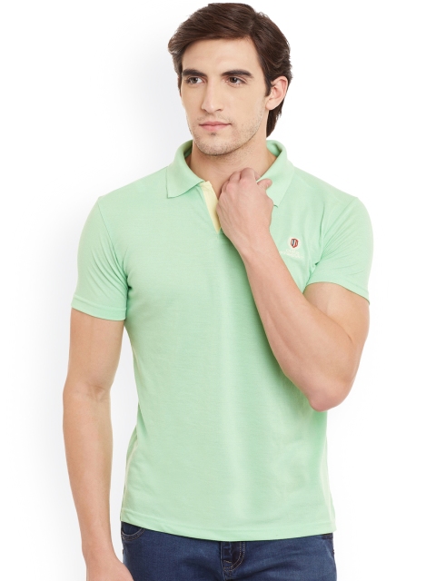 

Duke Men Green Solid Polo Collar T-shirt