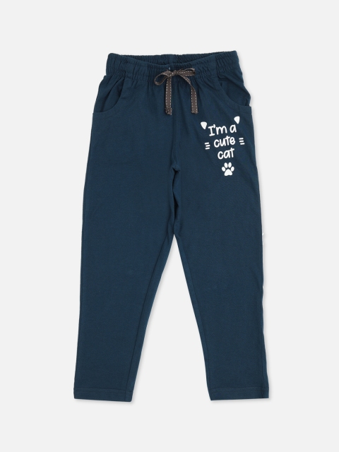 

Sweet Dreams Girls Navy Blue Printed Cotton Lounge Pants