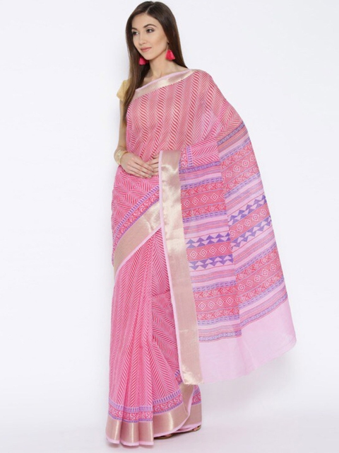 

Rani Saahiba Pink & White Floral Fusion Saree