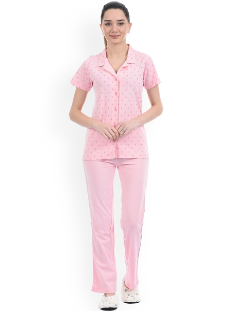 

ONEWAY Women Pink Printed Night suit