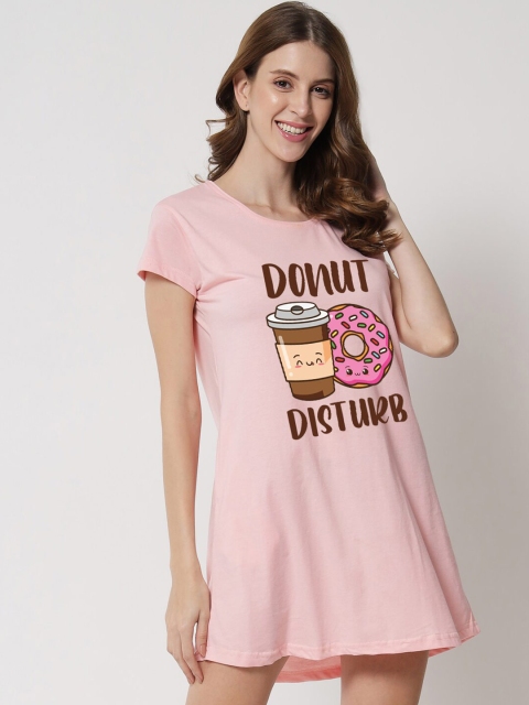 

FFLIRTYGO Pink Printed Nightdress