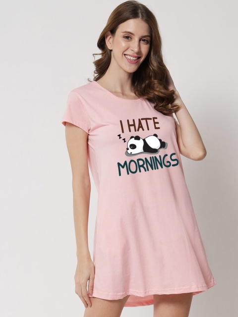 

FFLIRTYGO Pink Printed Nightdress