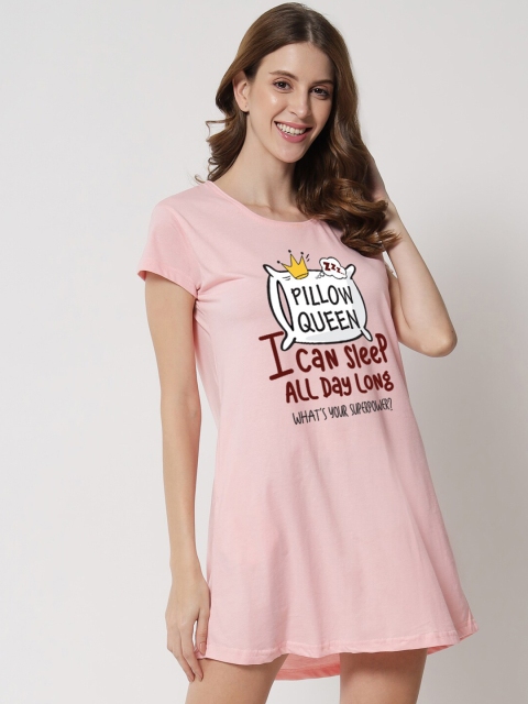 

FFLIRTYGO Pink Printed Nightdress