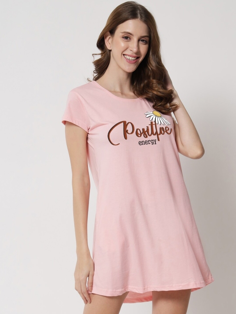

FFLIRTYGO Pink Printed Nightdress