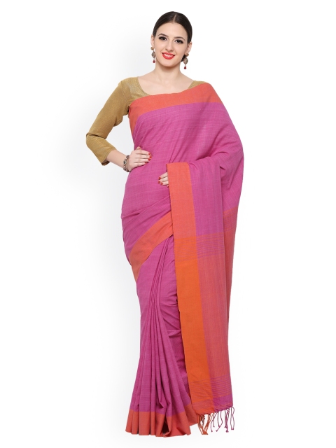 

Desi Weavess Pink Handwoven Solid Pure Cotton Handloom Saree