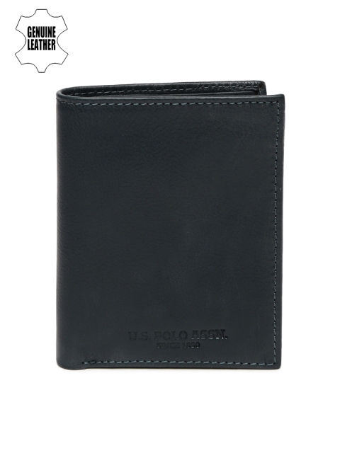 

U.S. Polo Assn. Men Navy Solid Genuine Leather Wallet, Navy blue