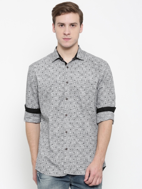 

Nature Casuals Men Black & White Slim Fit Printed Casual Shirt