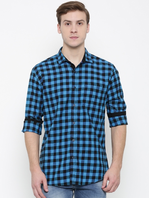 

Nature Casuals Men Blue & Black Slim Fit Checked Casual Shirt