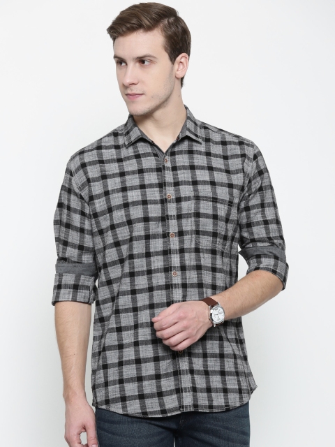 

Nature Casuals Men Black & Grey Slim Fit Checked Casual Shirt