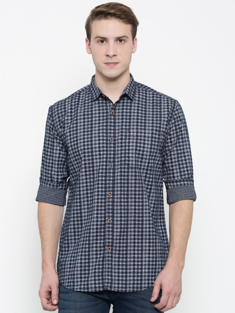 

Nature Casuals Men Navy Blue Slim Fit Checked Casual Shirt