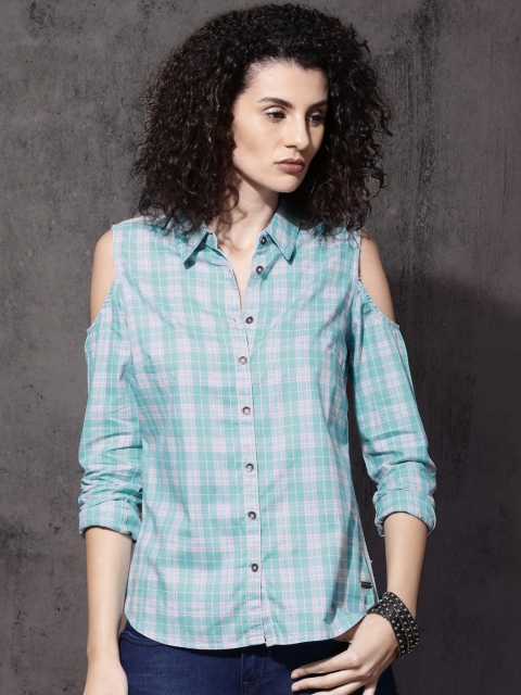 

Roadster Women Blue Regular Fit Checked Casual Shirt