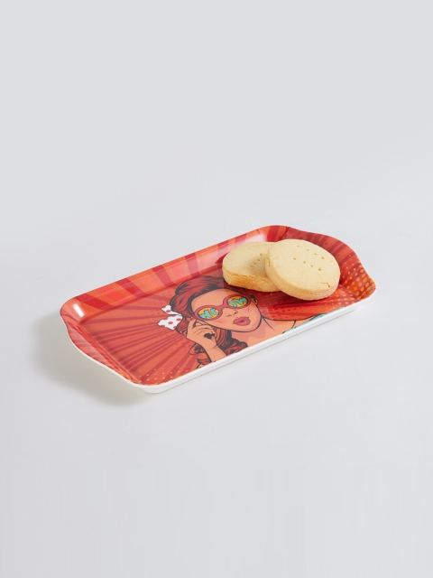 

Home Centre Orange Raisa Deck Of Cards Printed Rectangular Melamine Serving Tray