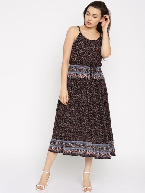 

U.S. Polo Assn. Women Black Printed A-Line Dress