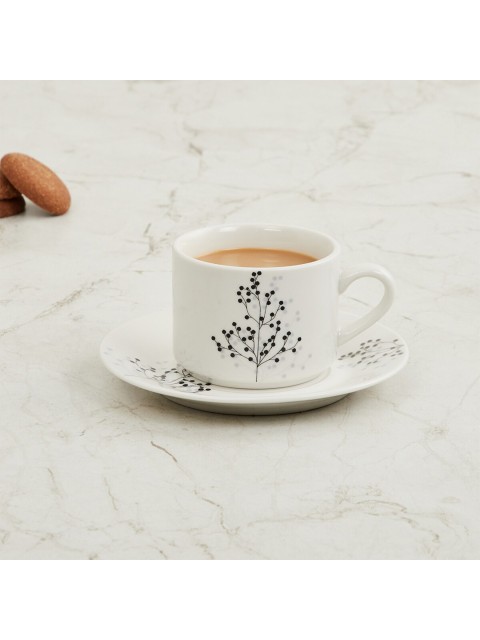 

Home Centre White & Black Floral Printed Porcelain Glossy Mugs Set of Cups and Mugs