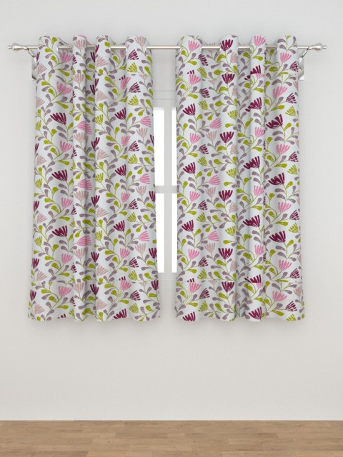 

Home Centre White & Purple Set of 2 Floral Black Out Window Curtain