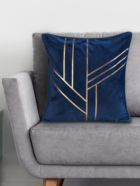 

Home Centre Blue & Gold-Toned Striped Rectangle Cushion Covers