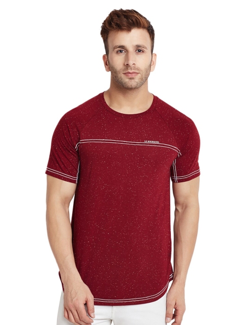 

LE BOURGEOIS Men Maroon Printed Cotton T-shirt