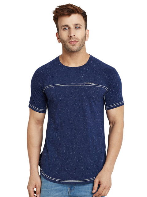 

LE BOURGEOIS Men Navy Blue Solid T-shirt