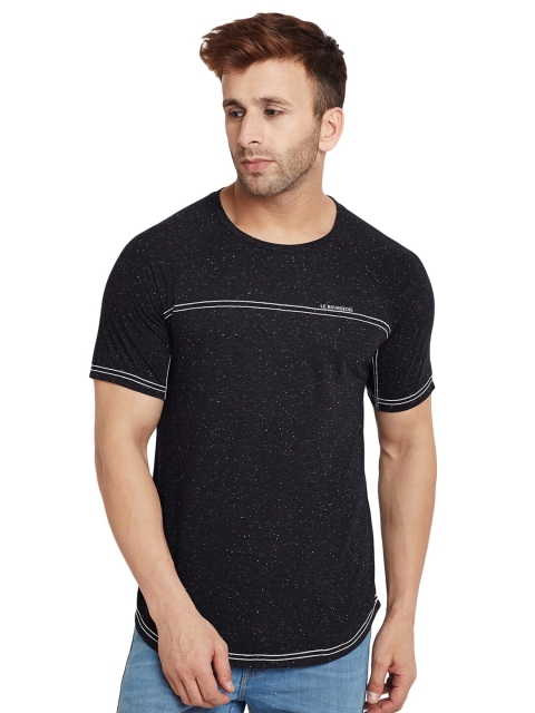 

LE BOURGEOIS Men Black Striped T-shirt
