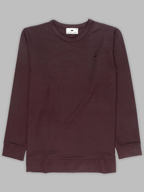 

FRENCH CROWN Men Brown Solid Cotton T-shirt