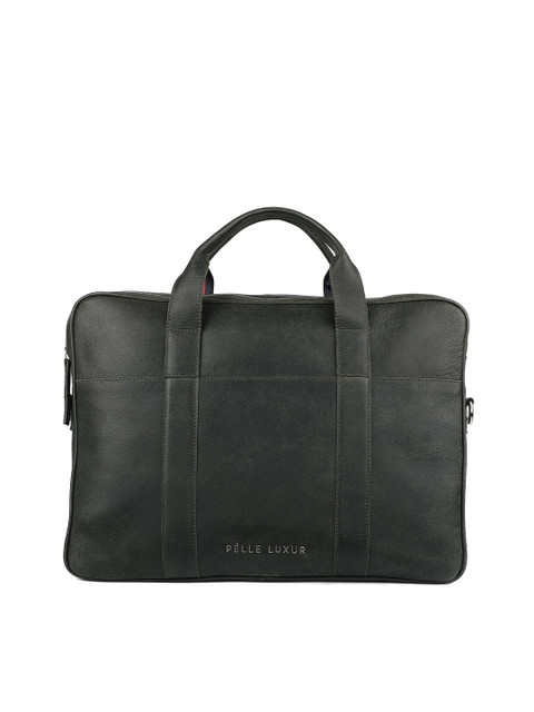 

PELLE LUXUR Unisex Green Leather Laptop Bag