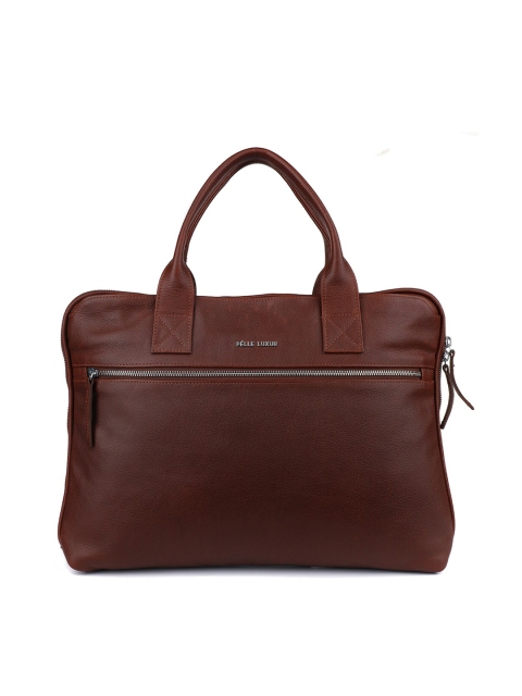 

PELLE LUXUR Unisex Brown Leather Laptop Bag