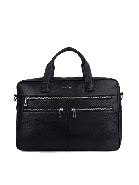 

PELLE LUXUR Unisex Black Leather Laptop Bag