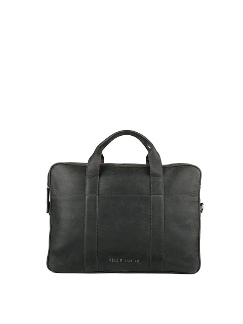 

PELLE LUXUR Unisex Camel Brown Leather Laptop Bag