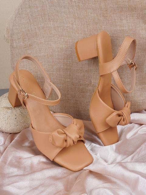 

HEELSNFEELS Beige Party Block Heels