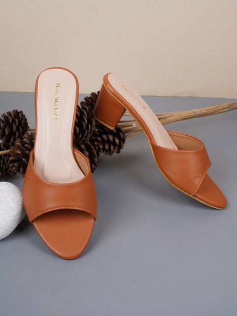 

HEELSNFEELS Women Tan Block heels
