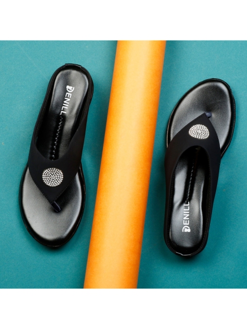 

Denill Women Black Solid T-Strap Flats