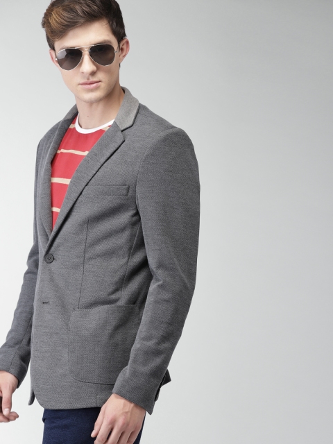 

Harvard Grey Self-Design Regular Fit Single-Breasted Casual Blazer