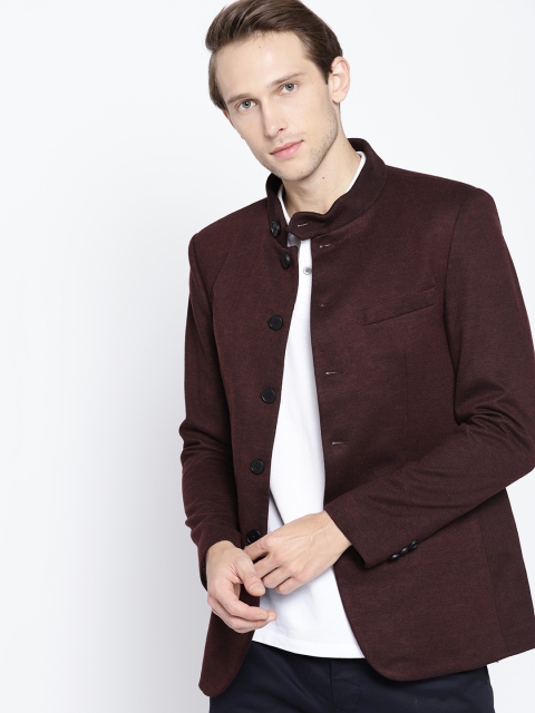 

Harvard Men Burgundy Solid Single-Breasted Casual Blazer