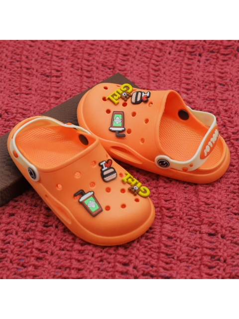 

FEETWELL SHOES Unisex Kids Orange Croslite Clogs