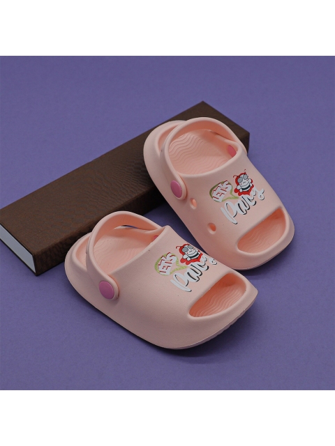 

FEETWELL SHOES Unisex Kids Pink & White Printed Croslite Clogs