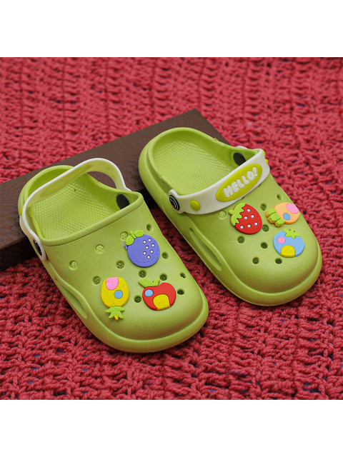 

FEETWELL SHOES Unisex Kids Green & Purple Croslite Clogs