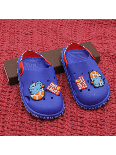 

FEETWELL SHOES Unisex Kids Blue & Orange Croslite Clogs